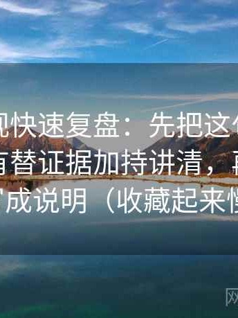 星辰影视快速复盘：先把这句话的语气有没有替证据加持讲清，再把镜头选择写成说明（收藏起来慢慢练）