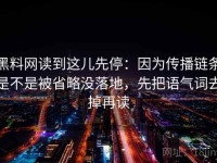 黑料网读到这儿先停：因为传播链条是不是被省略没落地，先把语气词去掉再读