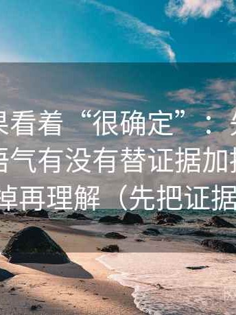 推特如果看着“很确定”：先回到这句话的语气有没有替证据加持，再把配乐拿掉再理解（先把证据摆出来）